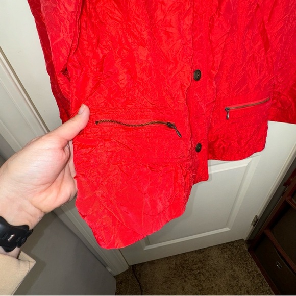 Chico’s Red Orange Crinkle Jacket L - Picture 13 of 17